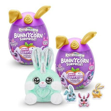 Rainbocorns Bunnycorn Surprise By Zuru (2 Pack) Collectible Plush Stuffed Animal, Surprise Eggs, Stickers, Ages 3+ For Girls & Children (Random)
