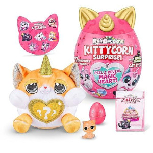 Rainbocorns Kittycorn Surprise Series 1 (Exotic Cat) By Zuru, Collectible Plush Stuffed Animal, Surprise Egg, Sticker Pack, Jelly Slime Poop, Ages 3+ For Girls, Children