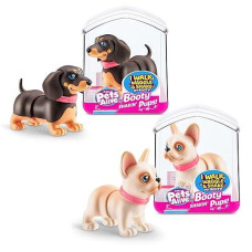 Pets Alive Booty Shakin' Pups (Frenchie & Dachshund) By Zuru 2 Pack Interactive Mini Dog Toys That Walk, Waggle, And Booty Shake, Electronic Puppy Toy For Kids And Girls