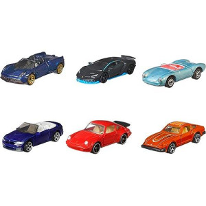 Matchbox Cars, Moving Parts 6-Pack, Set Of 6 1:64 Scale Toy Sports Cars With Door, Trunk Or Hood That Open & Close