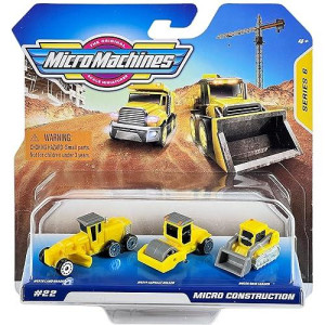 Micro Machines 2021 Series 6 Starter Pack #22 Micro Construction - Land Grader, Asphalt Roller, Skid Loader