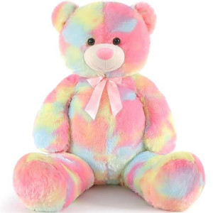 Doldoa Big Teddy Bear Stuffed Animals, Colorful Teddy Bear Plush Toy For Girlfriend Children, Tie-Dye Pink 39Inch