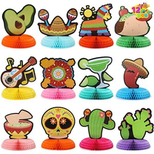 Joyin 12 Pcs Fiesta Honeycomb Table Centerpiece 85A For Fun Fiesta Taco Party Supplies, Luau Event Photo Props, Mexican Theme Decoration, Cinco De Mayo Table Party Decorations, Carnivals Festivals, Taco Tuesday Event