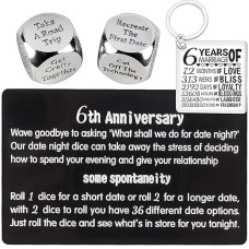 6 Year Anniversary Iron Gift For Him,6Th Anniversary Metal Date Night Dice Gifts,6Th Anniversary Keychain Gifts,6Th Wedding Anniversary For Him,6 Year Anniversary For Her,6 Year Anniversary For Couple