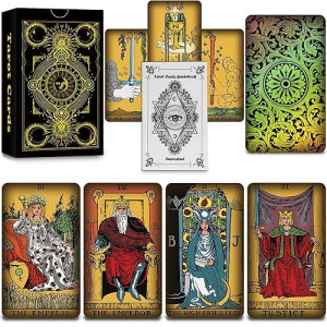 Smoostart 78 Tarot Cards With Guidebook, Classic Tarot Cards Deck For Beginners And Professional Player Future Telling Game (Gold Rimless)