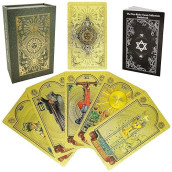 Smoostart 78 Tarot Cards With Guidebook, Pvc Waterproof Anti-Wrinkle Luxury Gold Foil Classic Tarot Cards Deck With Exquisite Box For Beginners And Professional Player (Gold Sun Pattern)