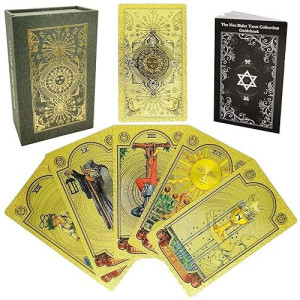Smoostart 78 Tarot Cards With Guidebook, Pvc Waterproof Anti-Wrinkle Luxury Gold Foil Classic Tarot Cards Deck With Exquisite Box For Beginners And Professional Player (Gold Sun Pattern)