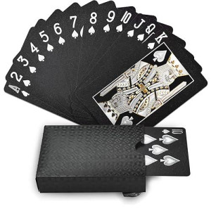 Joyoldelf Playing Cards, Black Playing Cards & Waterproof Playing Cards & Plastic Playing Cards With Box, Cool & Flexible Poker Cards/Deck Of Cards Great For Party, Game, Cardistry, Magic Trick