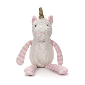 Fluffyfun Organic Baby Toys Pink Unicorn Stuffed Animal 7.1"