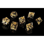 Sharp Edge Dnd Dice Set Handmade 7 Accessories Dice For Dungeons And Dragons Ttrpg Games, Multi-Sided Rpg Polyhedral Resin Sharp Edge Dice Roleplaying Games Shadowrun Pathfinder Mtg(Black Gold )