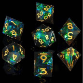 Dnd Dice Set Handmade 7 Accessories Sharp Edge Dice For Dungeons And Dragons Ttrpg Games, Multi-Sided Rpg Polyhedral Resin Sharp Edge Dice Roleplaying Games Shadowrun Pathfinder Mtg(Dark)
