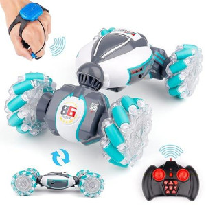 Gesture Sensing Rc Stunt Car Toys For 6-12 Yr Boys - Best Birthday Gifts For Kids Age 7 8 9 10 11 Year Old, 2.4Ghz Hand Controlled Remote Control Twist Cars, Prepop 4Wd Transform Off Road For Rotating