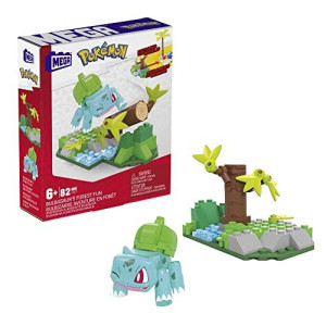 Mega Pokemon Action Figure Building Toys Set For Kids, Bulbasaur'S Forest Fun With 82 Pieces, 1 Poseable Character, Age 9+ Years Gift Idea