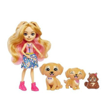 Enchantimals Family Toy Set, gerika golden Retriever Doll (6-in) with 3 Animal Figures, great gift for Kids Ages 4Y+