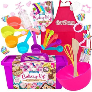 Girlzone Little Baker'S Bakery Set, 40Pc Kids Baking Set With Baking Utensils For Kids, Apron And Recipes To Make Yummy Baked Goods, Great Gift Idea
