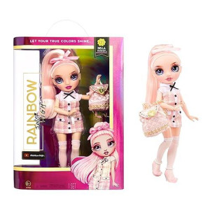 Rainbow High Jr High Series 2 Bella Parker- 9" Pink Posable Fashion Doll With Designer Accessories And Open/Close Backpack. Great Toy Gift For Kids Ages 6-12 Years Old & Collectors