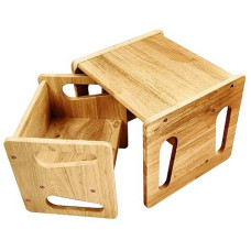 Montessori Weaning Table And Chair Set - Solid Wooded Toddler Table - Cube Chairs For Toddlers - Real Hardwood - Kids Montessori Furniture