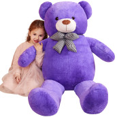 Ikasa Giant Teddy Bear Stuffed Animal Plush Toy,Large Bear Cute Jumbo Soft Toys,Huge Big Size Fluffy Plushie,Gifts For Kids (Purple, 47 Inches)