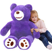 Ikasa Giant Teddy Bear Stuffed Animal Plush Toy,Large Bear Cute Jumbo Soft Toys,Huge Big Size Fluffy Fat Plushie,Gifts For Kids (Purple, 39 Inches)