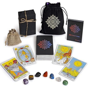 Prophet Tarot Cards With Guide Book, 78 Original Tarot Cards Deck Fortune Telling Game For Beginners Expert Readers, Classic Traditional Tarot Size 4.8" X 2.76" (Black)