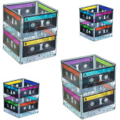 Cassette Tape Bucket Centerpiece (8 Pack) 80S Party Supplies, 90S 80S Theme Birthday Party Decoration Cassette Tape Table Decor, Retro Hip Hop Pop Music Party For Adults & Kids