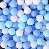 Moonxhome Ball Pit Balls For Kids, 100 Pcs 2.15" Thicken Soft Plastic Crush Proof Ball Pit Balls Bpa Phthalate Free Toy Balls, Ideal Gift For Christmas, White Blue Light-Blue