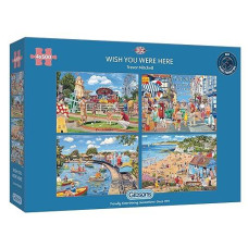 Wish You Were Here 4 X 500 Piece Jigsaw Puzzles For Adults | Sustainable Puzzle For Adults | Four Puzzles In One Box | Great Gift For Adults | Gibsons Games