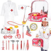 Doctor Kit For Kids 5-7, 21Pcs Pretend Play Doctor Set - Medical Kit With Real Working Stethoscope And Coat - Toddler Doctor Playset Kids Dr Kit Toys For Girls