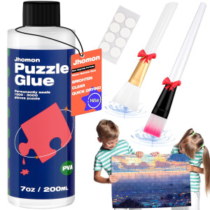 Puzzle Glue Clear With New Sponge Head, Replace Puzzle Saver Suitable For 1000/1500/3000 Pieces Of Puzzle For Paper And Wood, Water-Soluble Special Craft Puzzle Glue Sheets, 120Ml