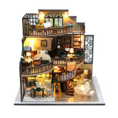 Fsolis Diy Dollhouse Miniature Kit With Furniture, 3D Wooden Miniature House 1:24 Scale Miniature Dolls House Kit With Dust Cover And Music Box M2132