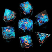 Sharp Edge Dnd Dice Set Handmade 7 Accessories Dice For Dungeons And Dragons Ttrpg Games, Multi-Sided Rpg Polyhedral Resin Sharp Edge Dice Roleplaying Games Shadowrun Pathfinder Mtg(Blue Dark)