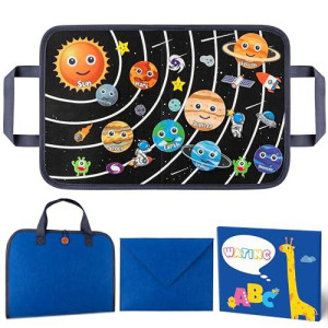 Watinc 25Pcs Outer Space Travel Felt-Board Story Set Portable Felt Board Solar System Universe Storytelling Planets Astronaut Galaxy Themed Preschool Early Learning Interactive Play Kit For Toddlers