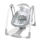 Ingenuity Convertme 2-In-1 Compact Portable Automatic Baby Swing & Infant Seat, Battery-Saving Vibrations, Nature Sounds, 0-9 Months 6-20 Lbs (Swell)