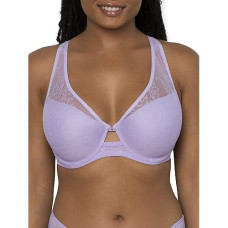 Smart & Sexy Women'S Mesh Plunge Bra, Lilac Iris (Smooth Lace), 34C