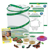 Butterfly Garden With Two Live Cups Of Caterpillars - Plus Butterfly Life Cycle Stages - Includes Both English And Spanish Butterfly Stem Activity Journals
