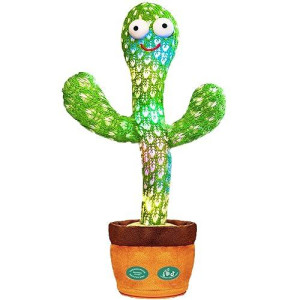 Keculf Dancing Cactus Toy - Talking, Singing Cactus Toy, Mimicking Musical Cactus With Led Light, Repeats What You Say With 120 Songs In English For Babies Cactus Toy Mimic Gift Box Packaging