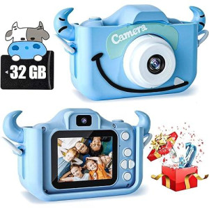Cimelr Kids Camera Toys For 6 7 8 9 10 11 12 Year Old Boys/Girls, Kids Digital Camera For Toddler With Video, Christmas Birthday Festival Gifts For Kids, Selfie Camera For Kids, 32Gb Sd Card