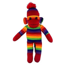 Plushland Adorable Sock Monkey, The Original Traditional Hand Knitted Stuffed Animal Toy Gift-For Kids, Babies, Teens, Girls And Boys Baby Doll Present Puppet (16'' Rainbow)