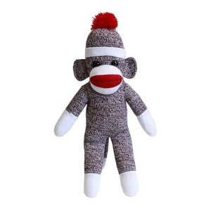Plushland Adorable Sock Monkey, The Original Traditional Hand Knitted Stuffed Animal Toy Gift-For Kids, Babies, Teens, Girls And Boys Baby Doll Present Puppet (16'' Blue)