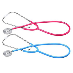 Meekoo 2 Pcs Kids Stethoscope Toy Real Working Nursing Stethoscope For Kids Role Play Girls Boys Doctor Nurse Cosplay Costume Pretend Game Accessories(Pink, Blue)