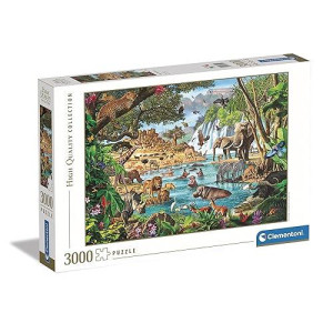 Clementoni 33551 Collection African Waterhole 3000 Pieces, Made In Italy, Jigsaw Puzzle For Adults, Multicoloured
