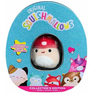 Squishmallows Official Kellytoy Collectors Tin Set With Micromallow Exclusive Pin And Trading Cads Choose Your Favorite Or Collect Them All (Malcom The Mushroom)