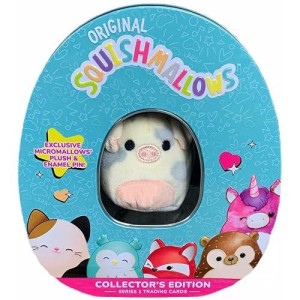Squishmallow Official Kellytoy Collector'S Tin Set With Micromallow Exclusive Pin And Trading Cads Choose Your Favorite Or Collect Them All (Rosie The Pig)