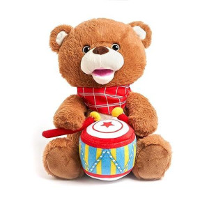 Cuddle Barn - Drummin' Billy | Animated Bear Stuffed Animal Musical Plush Toy Drums And Sings Along To Ants Go Marching And Five Little Bears, 11 Inches
