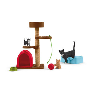 Schleich Farm World Cute Cats And Kittens Playtime Figurine Set - 9-Piece Realistic Momma Cat And Baby Kitten Figurine Large Playset Fortoddlers, Boys And Girls, Gift For Kids Ages 3+