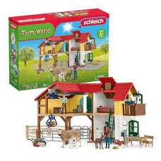 Schleich Farm World - Large Farm House, 97-Piece Toy Farm House With 3 Rooms, Farmer Figurines And Multiple Animal Toys With Accessories, Farm Toys For Boys And Girls Ages 3+