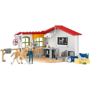 Schleich Farm World - 43-Piece Veterinarian Kit For Kids, Vet Playset With Vet Doll, Pets, Exam Table And Other Accessories, Farm Animal Toys For Kids Ages 3+