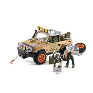 Schleich Wild Life Realistic Chimpanzee, Jeep Truck, And Ranger Figurine 16Pc Playset - Wild Adventure Jeep Truck With Chimp, Ranger, And Accessories, Durable For Boys And Girls, Gift For Kids Ages 3+