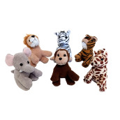 Playscene Suede Jungle/Zoo Animals, Assorted Suede Plush Jungle Animals (6 Piece Set)