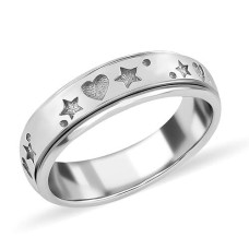 Shop Lc Spinner Ring For Women - Spinning Anxiety Ring For Men - Wedding Band 925 Sterling Silver Platinum Plated Star Heart Engagement Bridal Anniversary Jewelry Stress Relief Gifts For Women Size